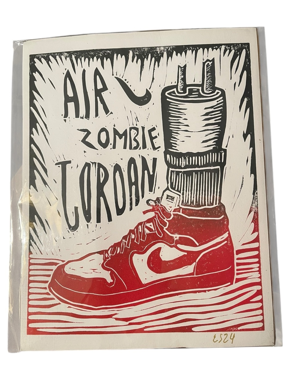 Air Zombie Jordan Red and Black Art Print by Edwin Salas Puppeteer Asheville, NC
